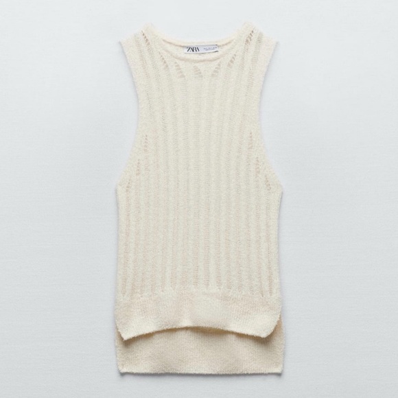 Zara Openwork Knit Top Size Small - Picture 2 of 6